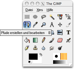 Das Werkzeug Pfade im Werkzeugfenster